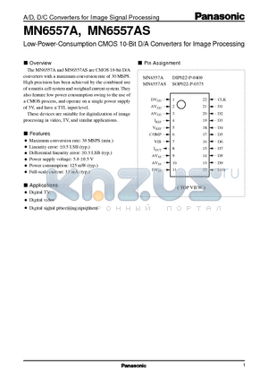 MN6557A datasheet - Low-Power-Consumption CMOS 10-Bit D/A Converters for Image Processing