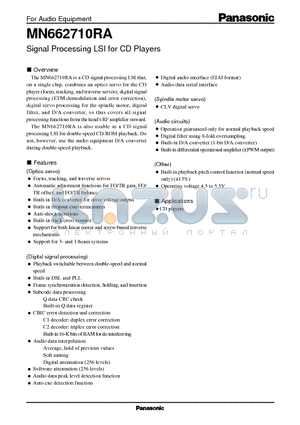 MN66271 datasheet - Signal Processing LSI for CD Players