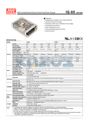 IQ-60D datasheet - 60W Isolated Quad Output Switching Power Supply