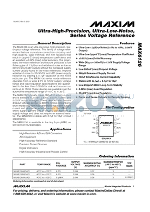 MAX6126 datasheet - Ultra-High-Precision, Ultra-Low-Noise, Series Voltage Reference