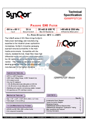 IQ080PFQTC20 datasheet - Passive EMI Filter