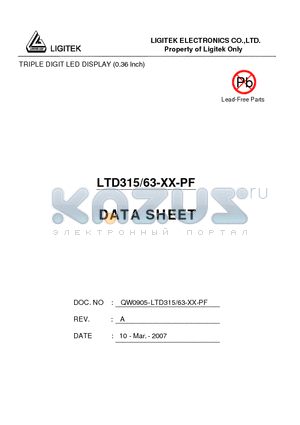 LTD315-63-XX-PF datasheet - TRIPLE DIGIT LED DISPLAY