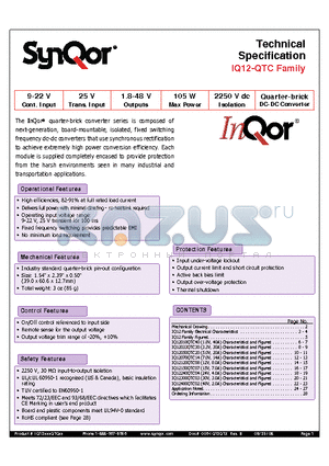 IQ12033QTC30NRS datasheet - Quarter-brick DC-DC Converter