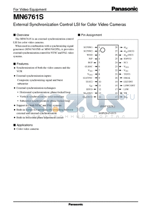 MN6761 datasheet - External Synchronization Control LSI for Color Video Cameras