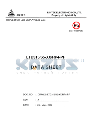 LTD315/65-XX/RP4-PF datasheet - TRIPLE DIGIT LED DISPLAY