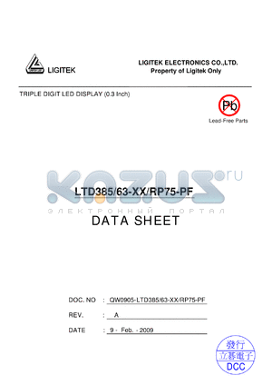 LTD385/63-XX/RP75-PF datasheet - TRIPLE DIGIT LED DISPLAY