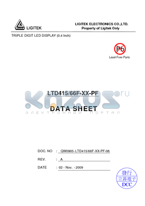 LTD415-66F-XX-PF datasheet - TRIPLE DIGIT LED DISPLAY