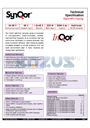 IQ24018HPC60NRS datasheet - Half-brick DC-DC Converter