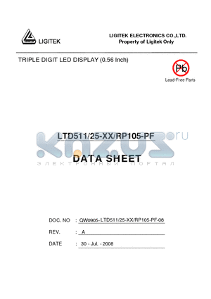 LTD511-25-XX-RP105-PF datasheet - TRIPLE DIGIT LED DISPLAY (0.56 Inch)