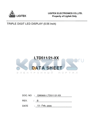 LTD511/21-XX datasheet - TRIPLE DIGIT LED DISPLAY (0.56 Inch)