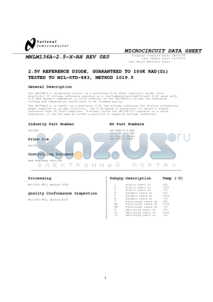 MNLM136A datasheet - 2.5V REFERENCE DIODE, GUARANTEED TO 100K RAD(Si) TESTED TO MIL-STD-883, METHOD 1019.5