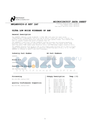 MNLMH6624-X datasheet - ULTRA LOW NOISE WIDEBAND OP AMP