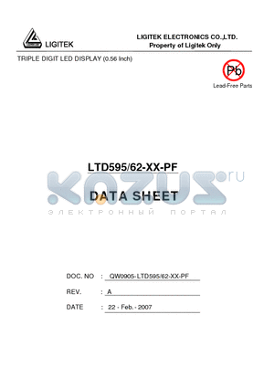 LTD595/62-XX-PF datasheet - TRIPLE DIGIT LED DISPLAY (0.56 Inch)