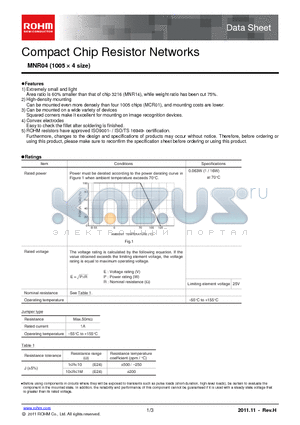 MNR04_11 datasheet - Compact Chip Resistor Networks