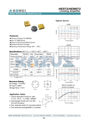 HEM072 datasheet - Limiting Amplifier