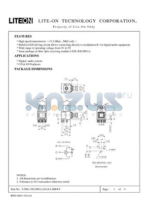 LTDL-TX12P01A datasheet - Property of LITE-ON Only