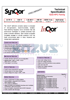 IQ32-HPC datasheet - Half-brick DC-DC Converter