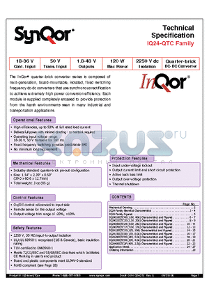 IQ24240QTC05NRS datasheet - Quarter-brick DC-DC Converter