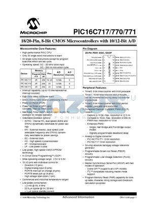 PIC16C771-04I/P datasheet - 18/20-Pin, 8-Bit CMOS Microcontrollers with 10/12-Bit A/D