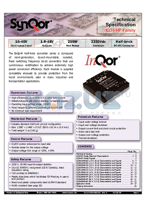 IQ36-HP datasheet - Half-brick DC-DC Converter