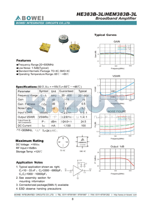 HEM383B-3L datasheet - Broadband Amplifier