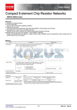 MNR18_11 datasheet - Compact 8-element Chip Resistor Networks