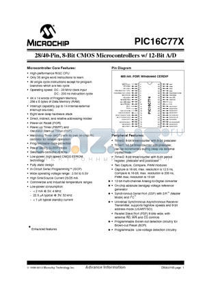 PIC16C773 datasheet - 28/40-Pin, 8-Bit CMOS Microcontrollers w/ 12-Bit A/D