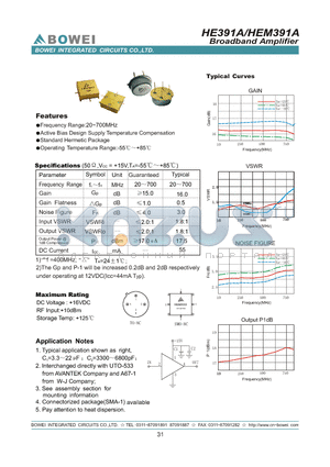 HEM391A datasheet - Broadband Amplifier