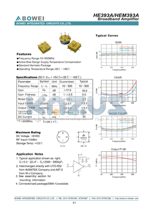 HEM393A datasheet - Broadband Amplifier