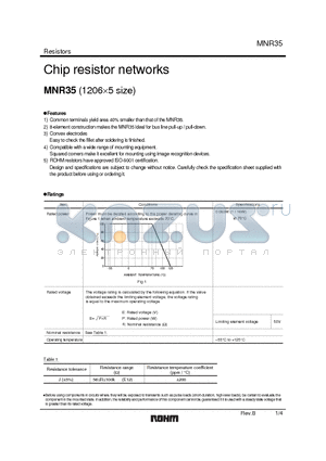 MNR35J5RJ datasheet - Chip resistor networks