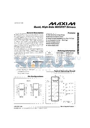 MAX620C/D datasheet - Quad, High-Side MOSFET Drivers