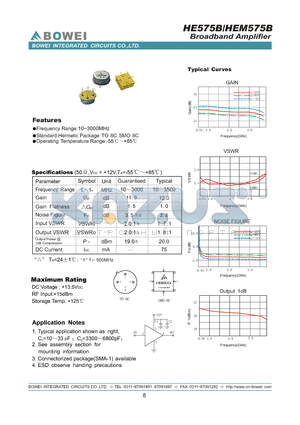 HEM575B datasheet - Broadband Amplifier