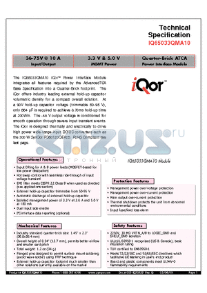 IQ65033QMA10EYF-G datasheet - Quarter-Brick ATCA Power Interface Module