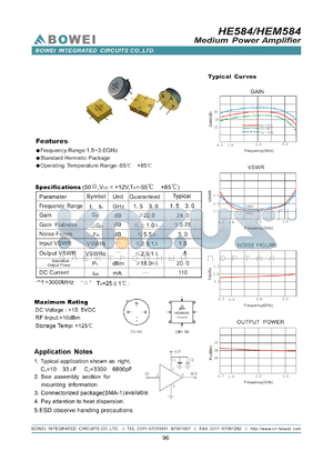 HEM584 datasheet - Medium Power Amplifier