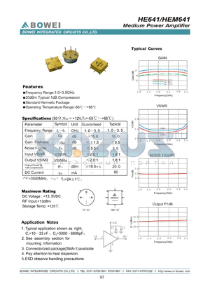 HEM641 datasheet - Medium Power Amplifier