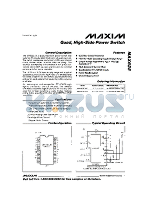 MAX625 datasheet - Quad, High-Side Power Switch