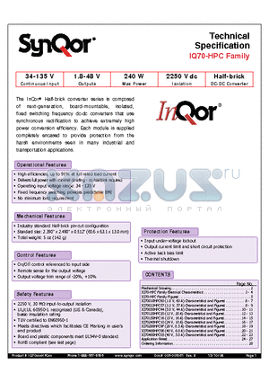 IQ70400HPC06NRS datasheet - Half-brick DC-DC Converter