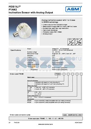 PTAM2-1-5-L1-2-M12A5 datasheet - Inclination Sensor with Analog Output