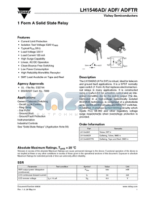 LH1546ADF datasheet - 1 Form A Solid State Relay