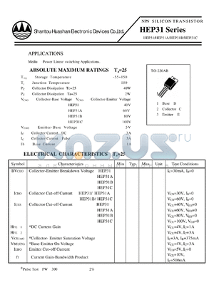 HEP31 datasheet - NPN SILICON TRANSISTOR