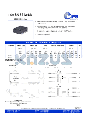 N3011S datasheet - 1000 BASE-T Module