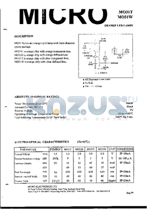 MO31T datasheet - ORANGE LED LAMPS