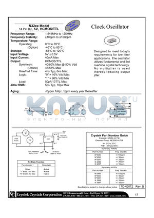 N3290-44.736 datasheet - Clock Oscillator 14 Pin Dip, 5V, HCMOS/TTL