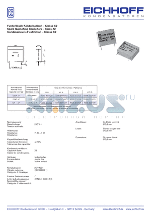 K005-100 datasheet - Funkenlosch-Kondensatoren Spark Quenching Capacitors Condensateurs d extinction