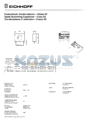 K005-601/022 datasheet - SPARK QUENCHING CAPACITORS