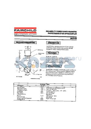 MCT4R datasheet - RELIABILITY CONDITIONED HERMETIC PHOTOTRANSISTOR OPTOCOUPLER