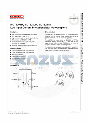 MCT5201M datasheet - Low Input Current Phototransistor Optocouplers