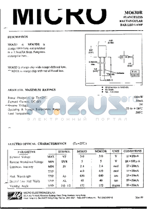 MO63DR datasheet - FLANGELESS RECTANGULAR BAR LED LAMP