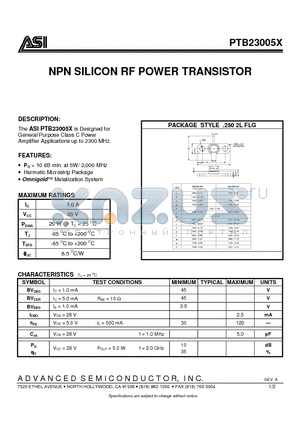 PTB23005X datasheet - NPN SILICON RF POWER TRANSISTOR