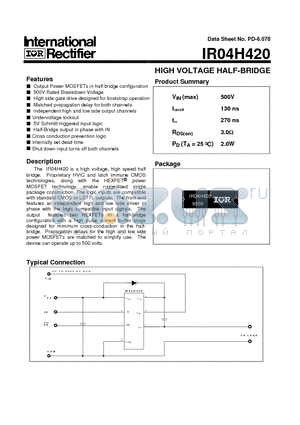 IR04H420 datasheet - HIGH VOLTAGE HALF-BRIDGE